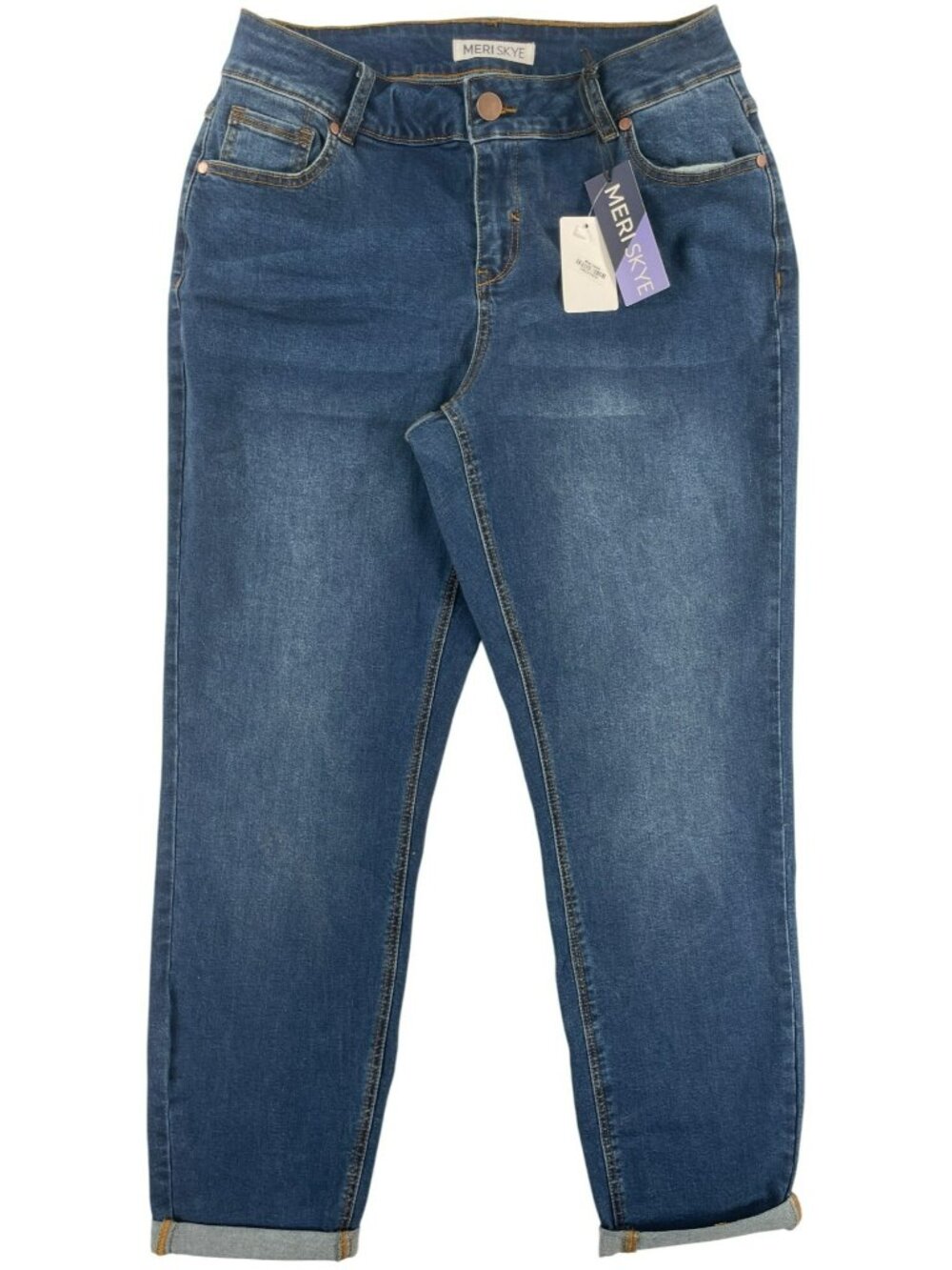 Meri Skye Blue Denim Jeans Size Cotton Blend Stretch Mid-Rise Wmn's Sz 0 NEW